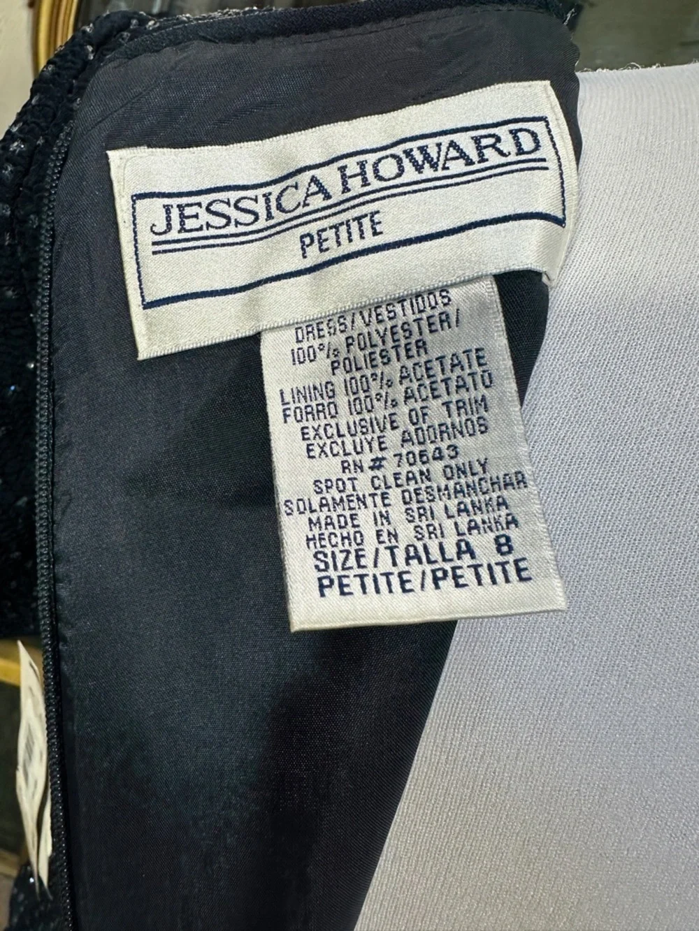 Jessica Howard Dress Size 8 Petite Vintage Navy Sequin Evening 90s Luxe - Picture 8 of 10